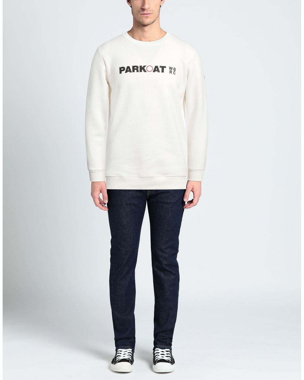 Parkoat White Sweatshirt Cotton, Polyester for men