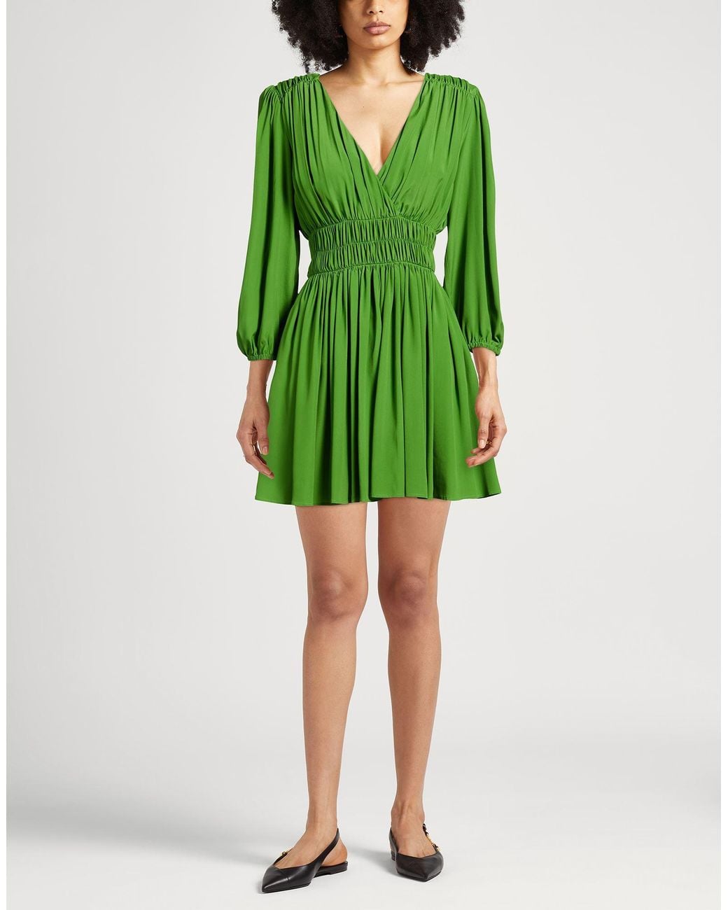 Suoli Green Mini Dress Acetate, Silk