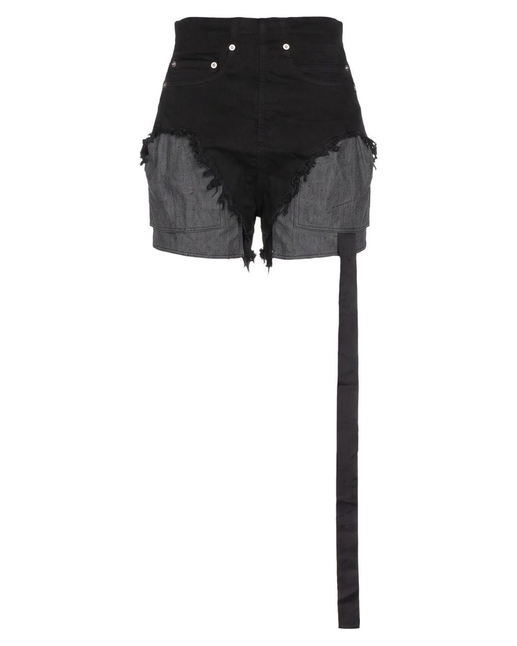 Rick Owens Black Denim Shorts Cotton, Elastomultiester, Natural Rubber