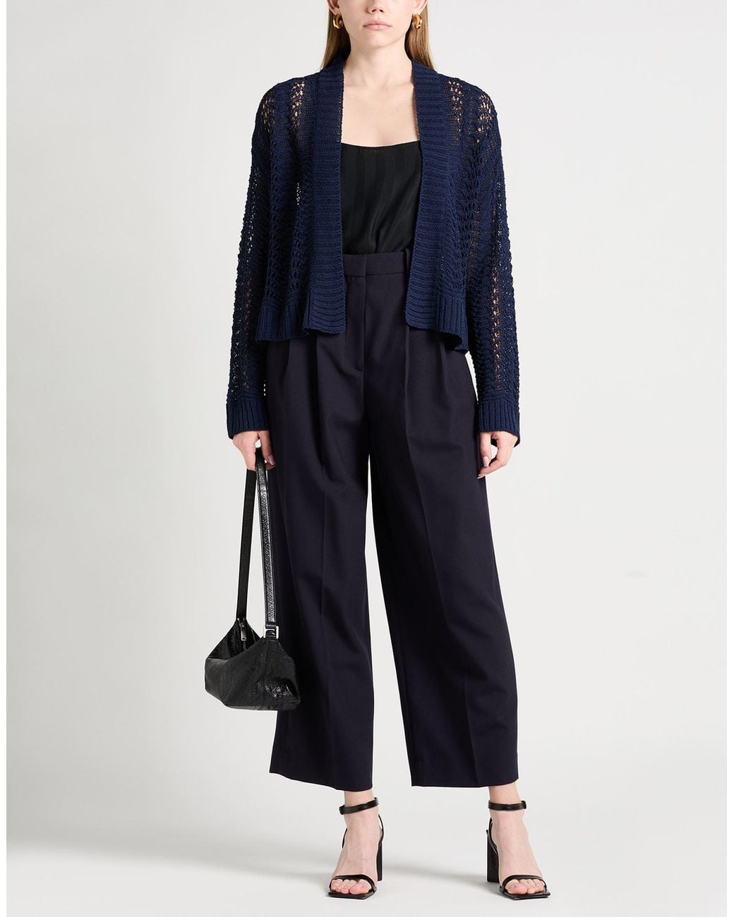 Daniele Fiesoli Blue Cardigan Linen, Polyamide