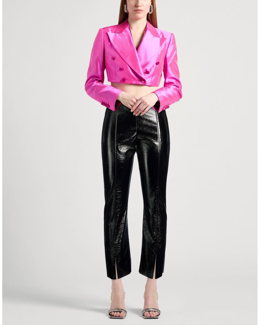 Liviana Conti Black Pants Polyester, Polyurethane Resin