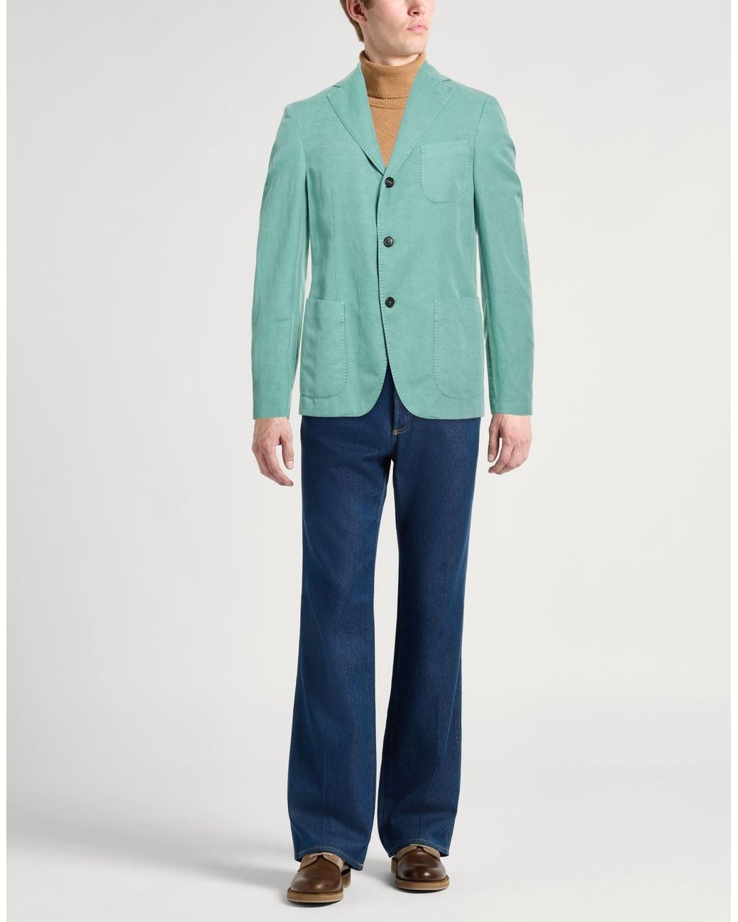 Incotex Green Blazer Linen, Cotton for men