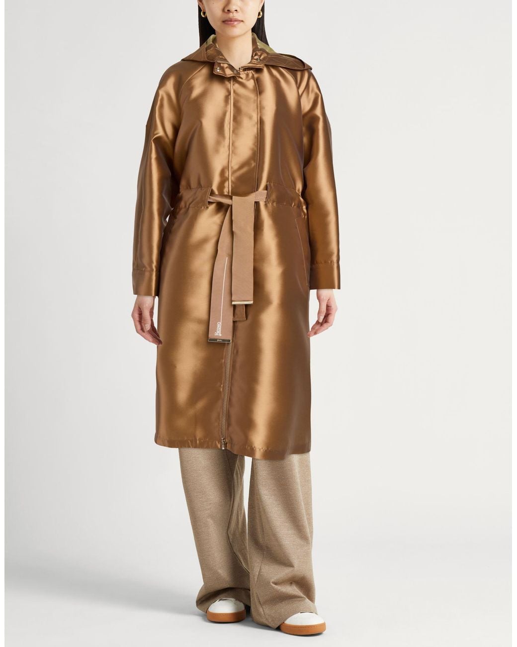 Herno Brown Overcoat & Trench Coat Polyester