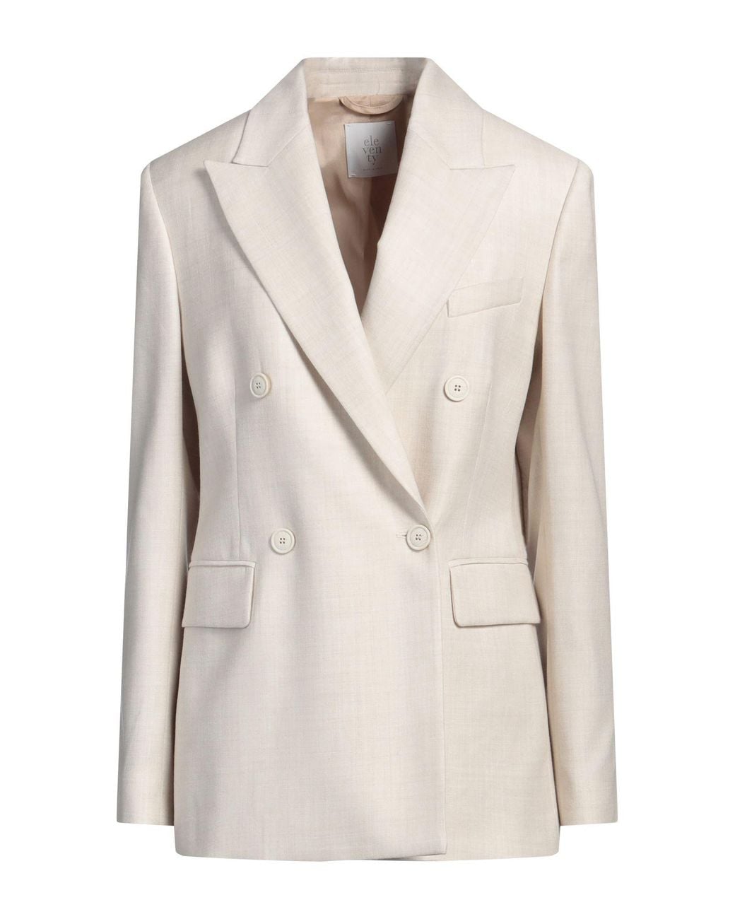 Eleventy Natural Blazer Wool, Metallic Fiber, Polyamide