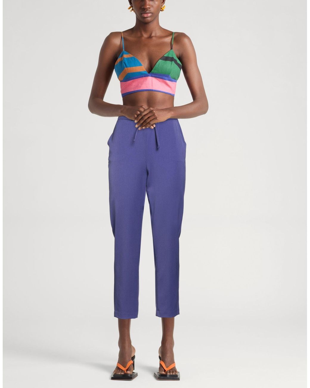 GAUDI Blue Pants Polyester, Viscose, Elastane