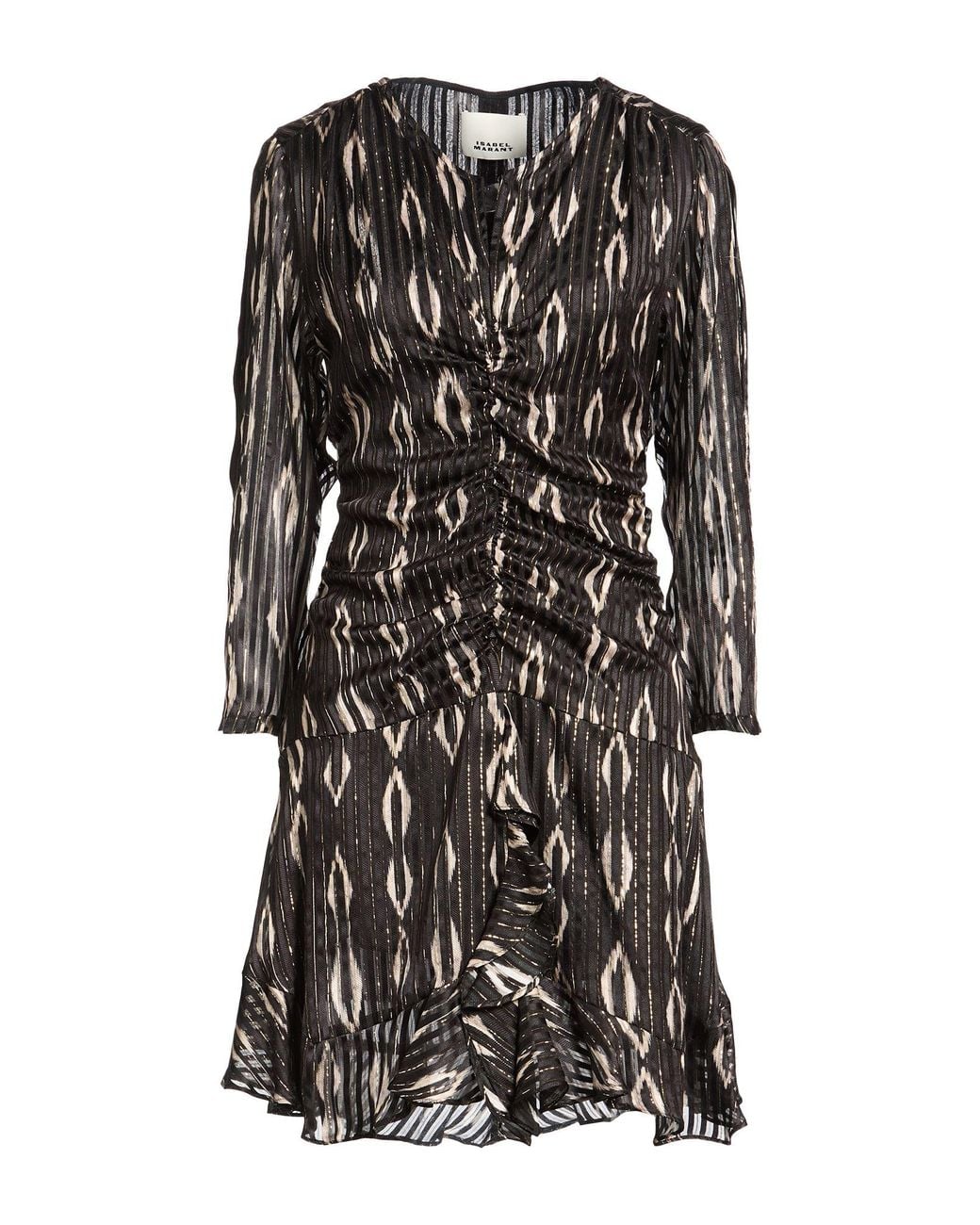 Isabel Marant Black Mini Dress Silk, Metallic Polyester