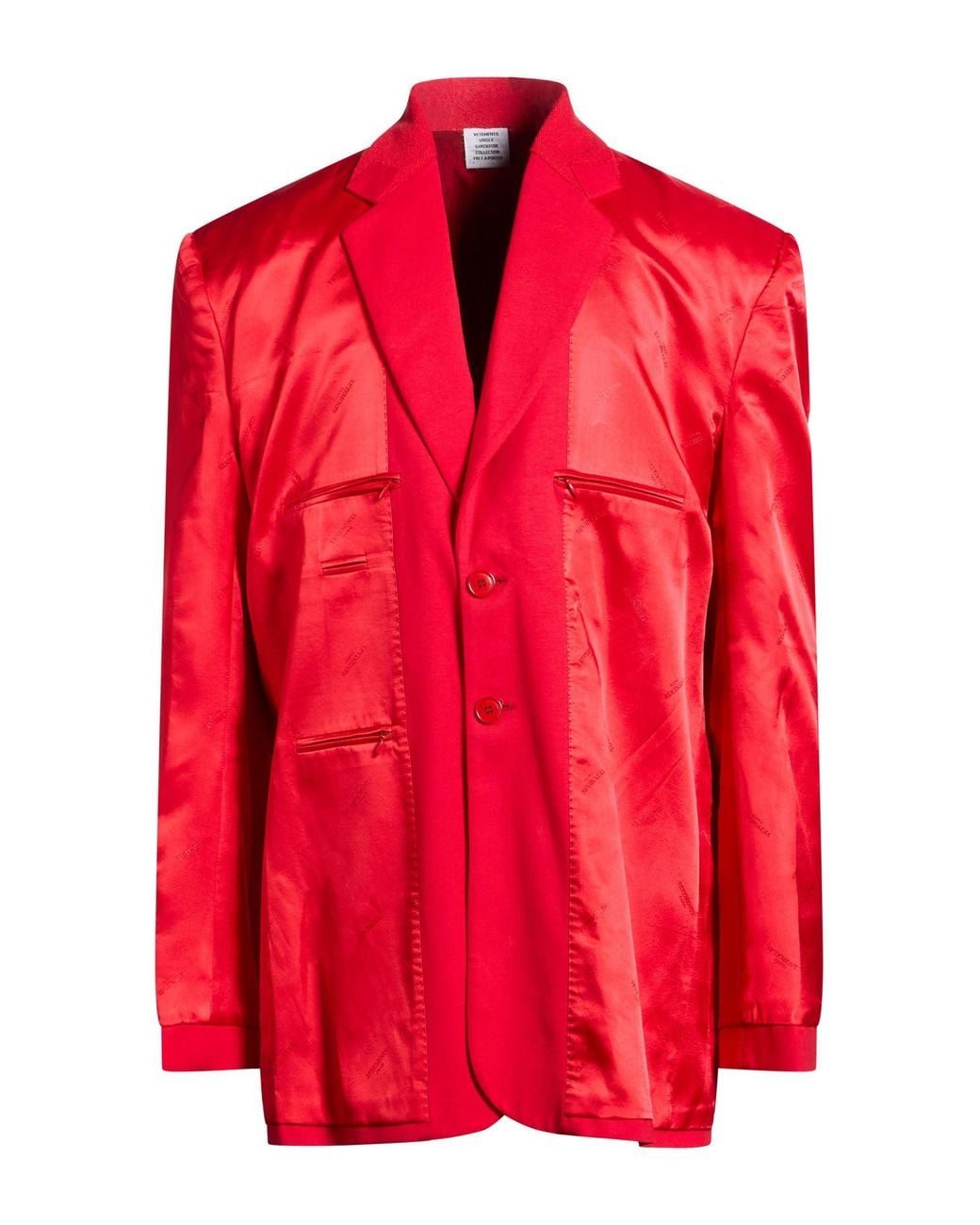 Vetements Red Blazer Cotton for men