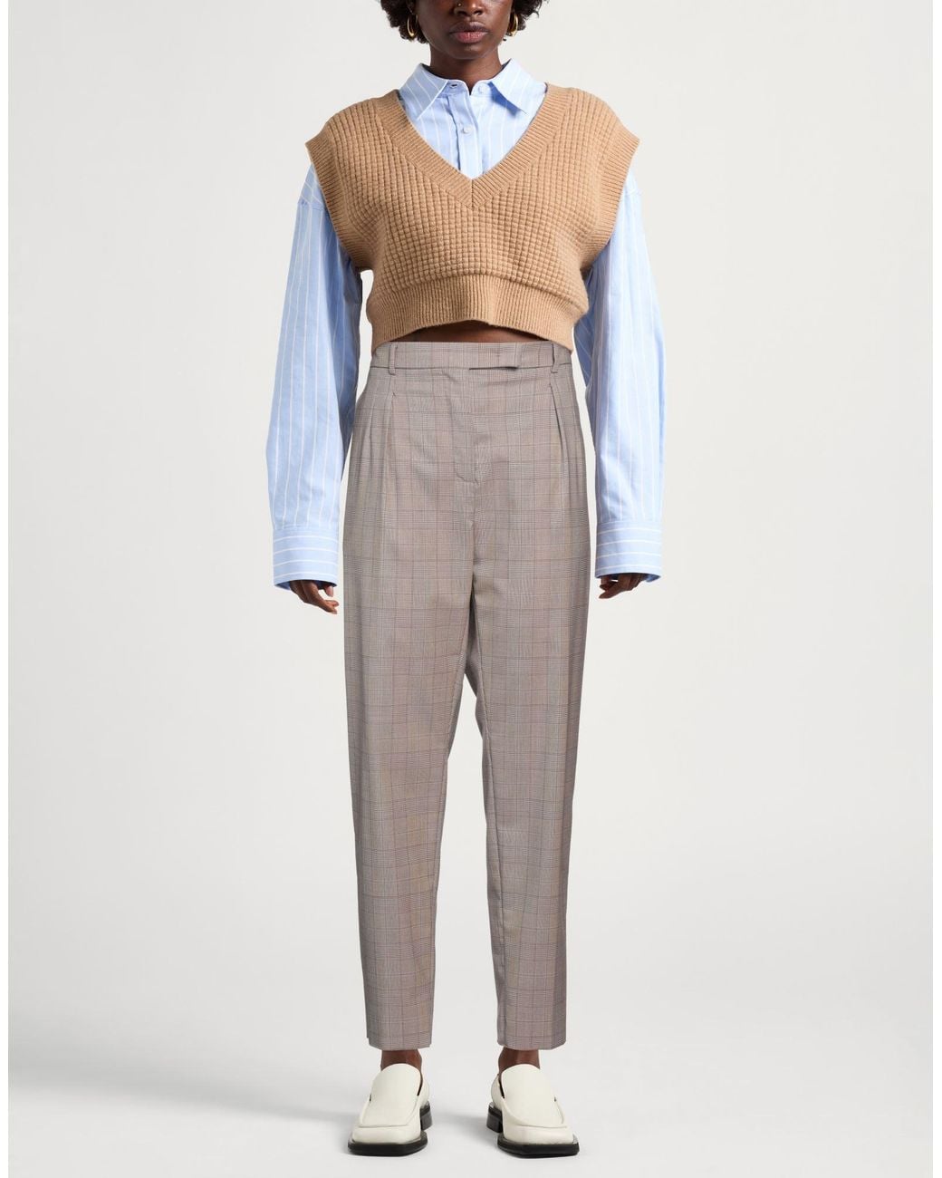 Max Mara Gray Pants Virgin Wool, Polyester, Elastane