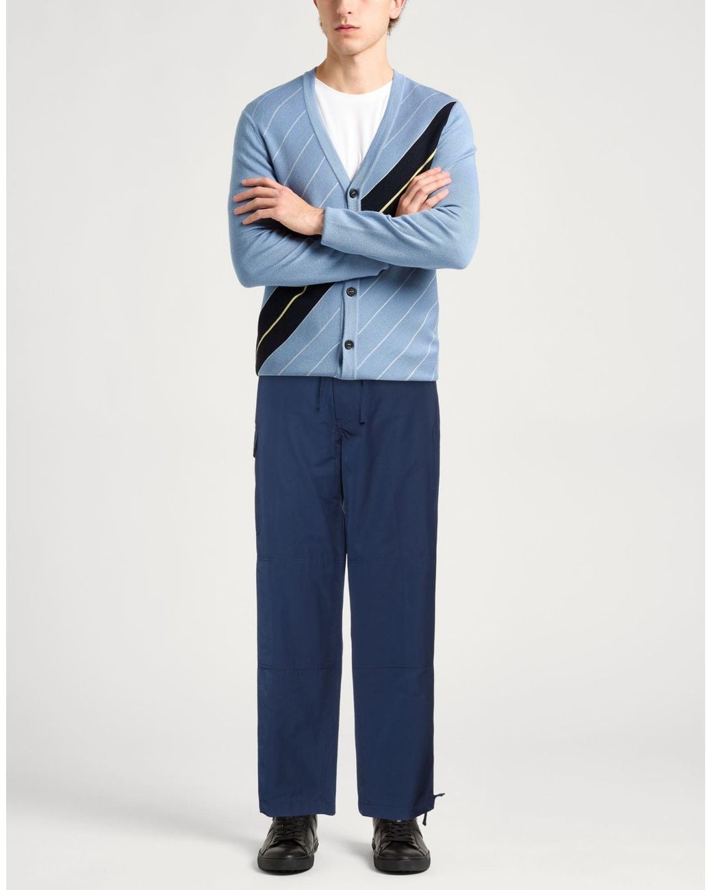 Roberto Collina Blue Pants Polyester, Cotton for men