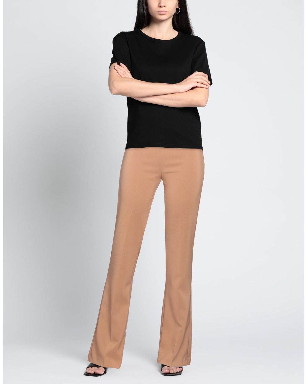 Atos Lombardini Natural Camel Pants Polyester, Elastane