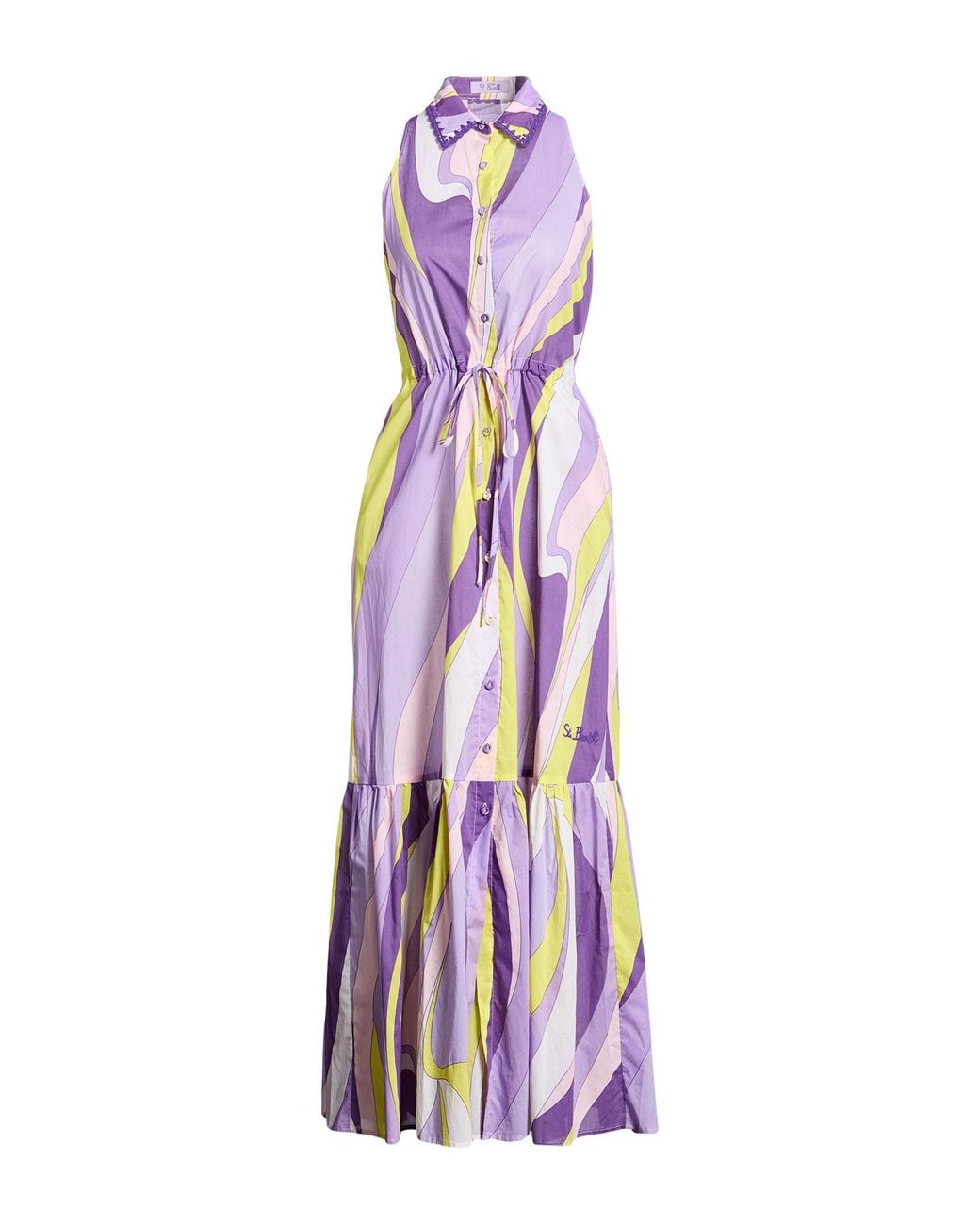 Mc2 Saint Barth Purple Maxi Dress Cotton