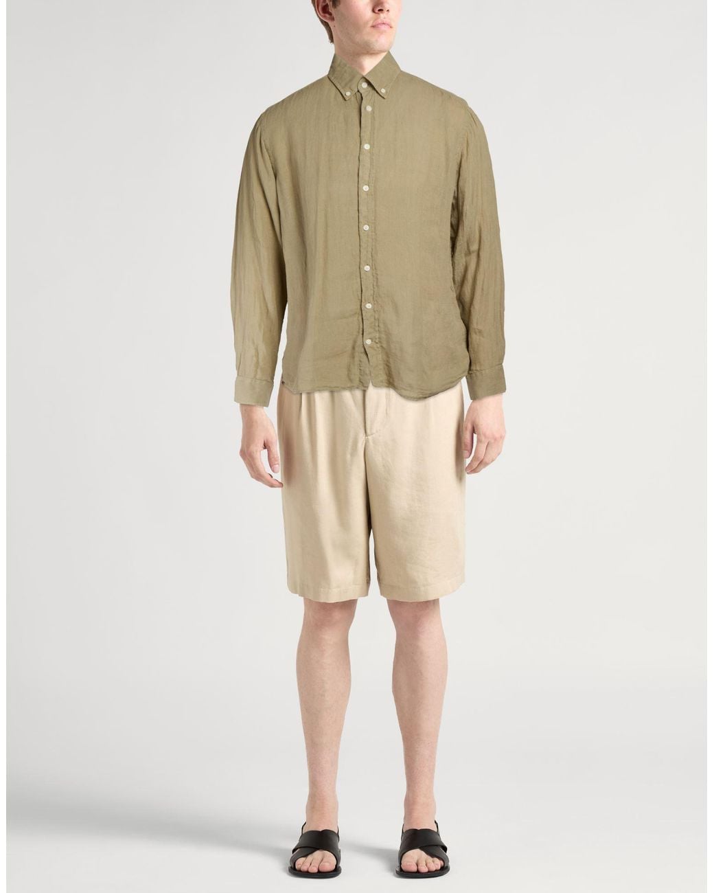 Hackett Green Shirt Linen for men