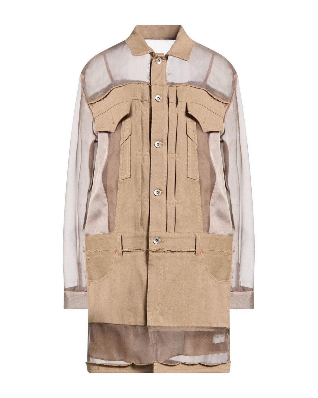 Sacai Natural Khaki Mini Dress Cotton