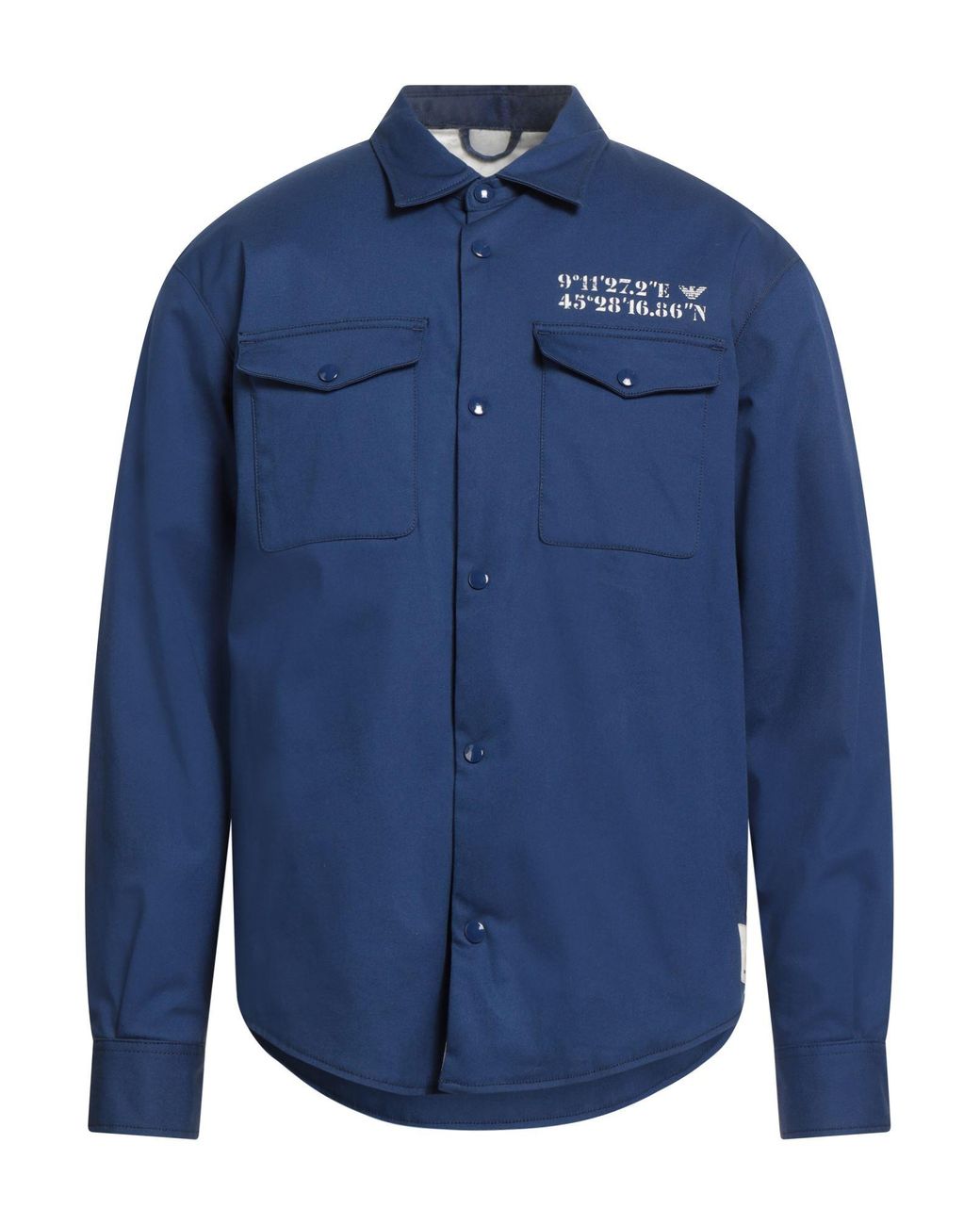 Emporio Armani Blue Bright Jacket Cotton, Elastane for men