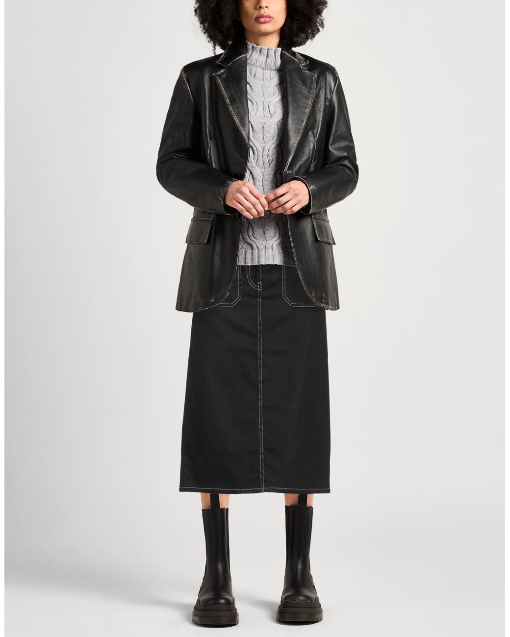 Courreges Black Denim Skirt Cotton, Elastane
