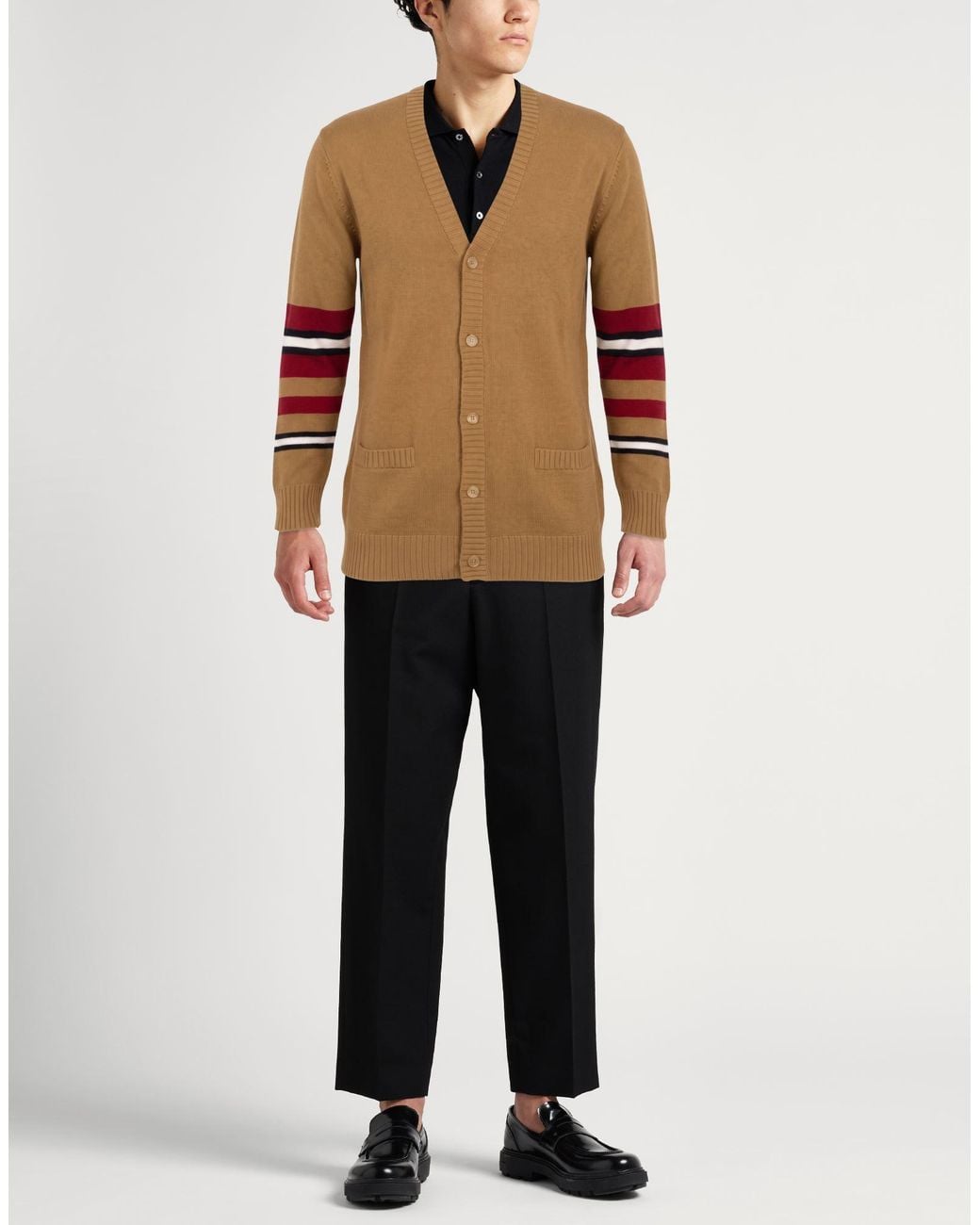 Moschino Brown Couture Camel Cardigan Virgin Wool for men