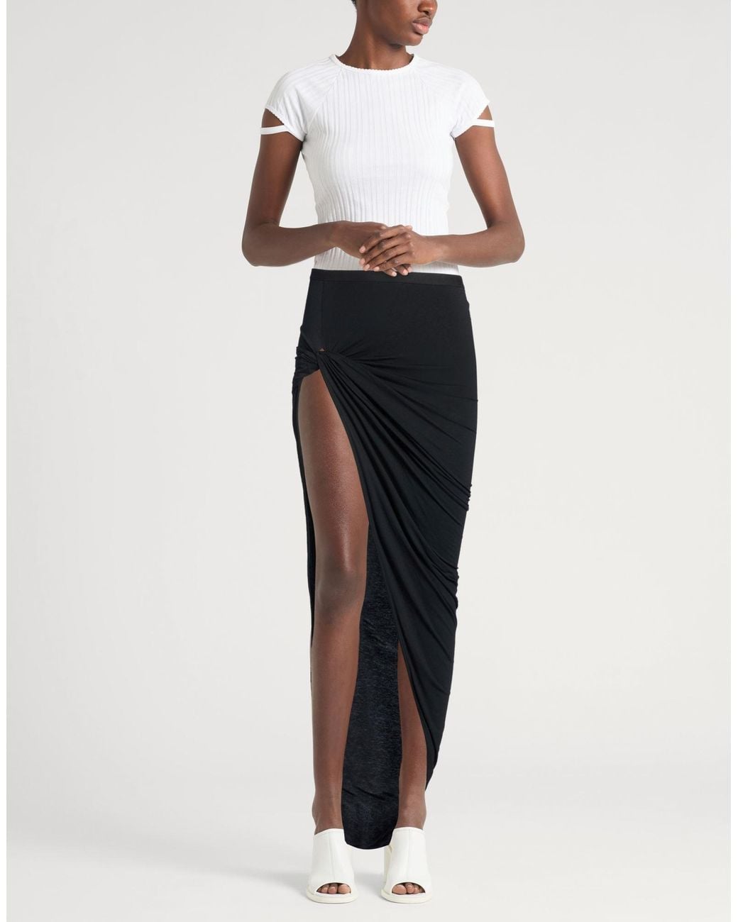 Rick Owens Black Maxi Skirt Modal, Cashmere, Elastane