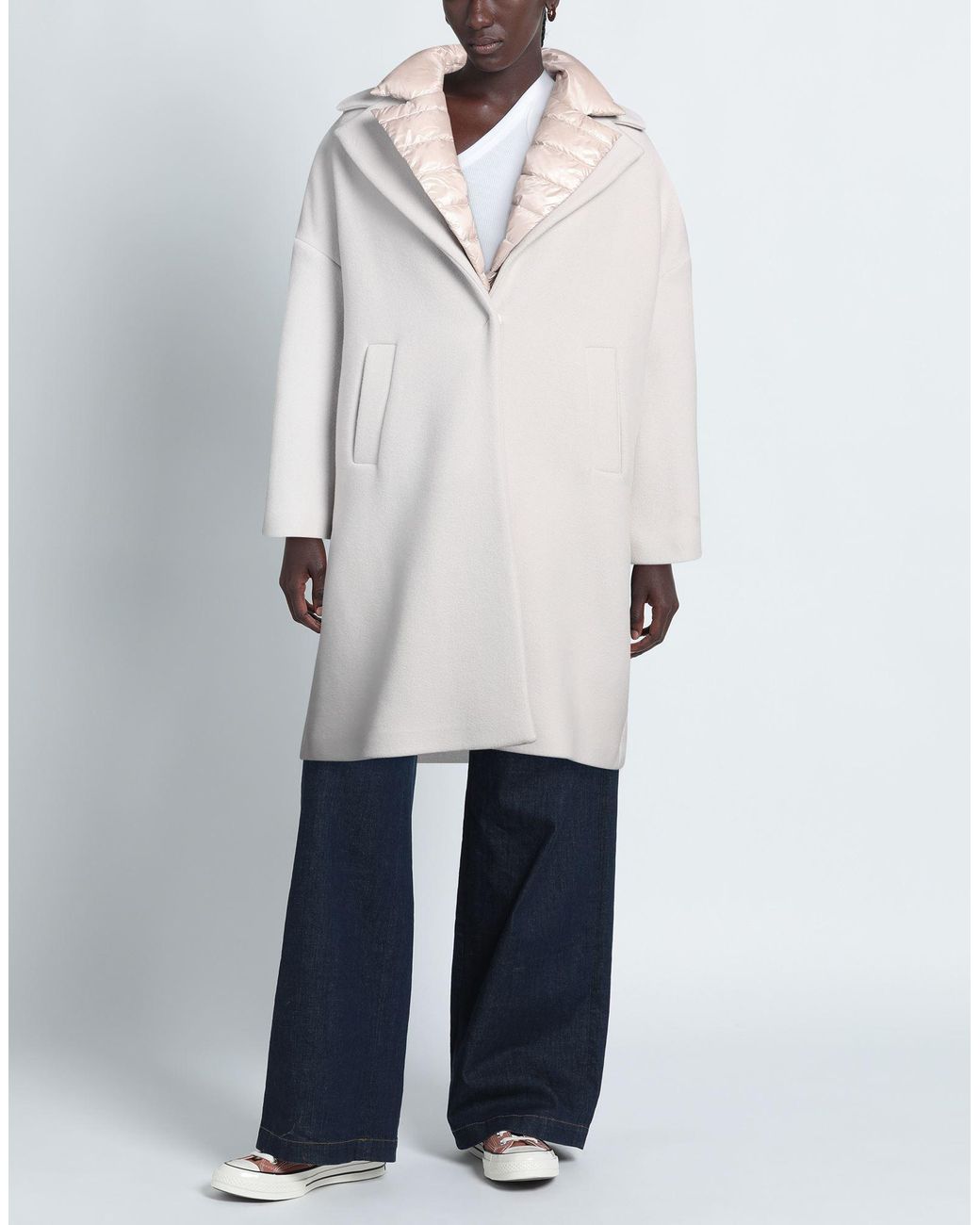 Herno White Coat Virgin Wool, Polyamide, Cotton, Polyester