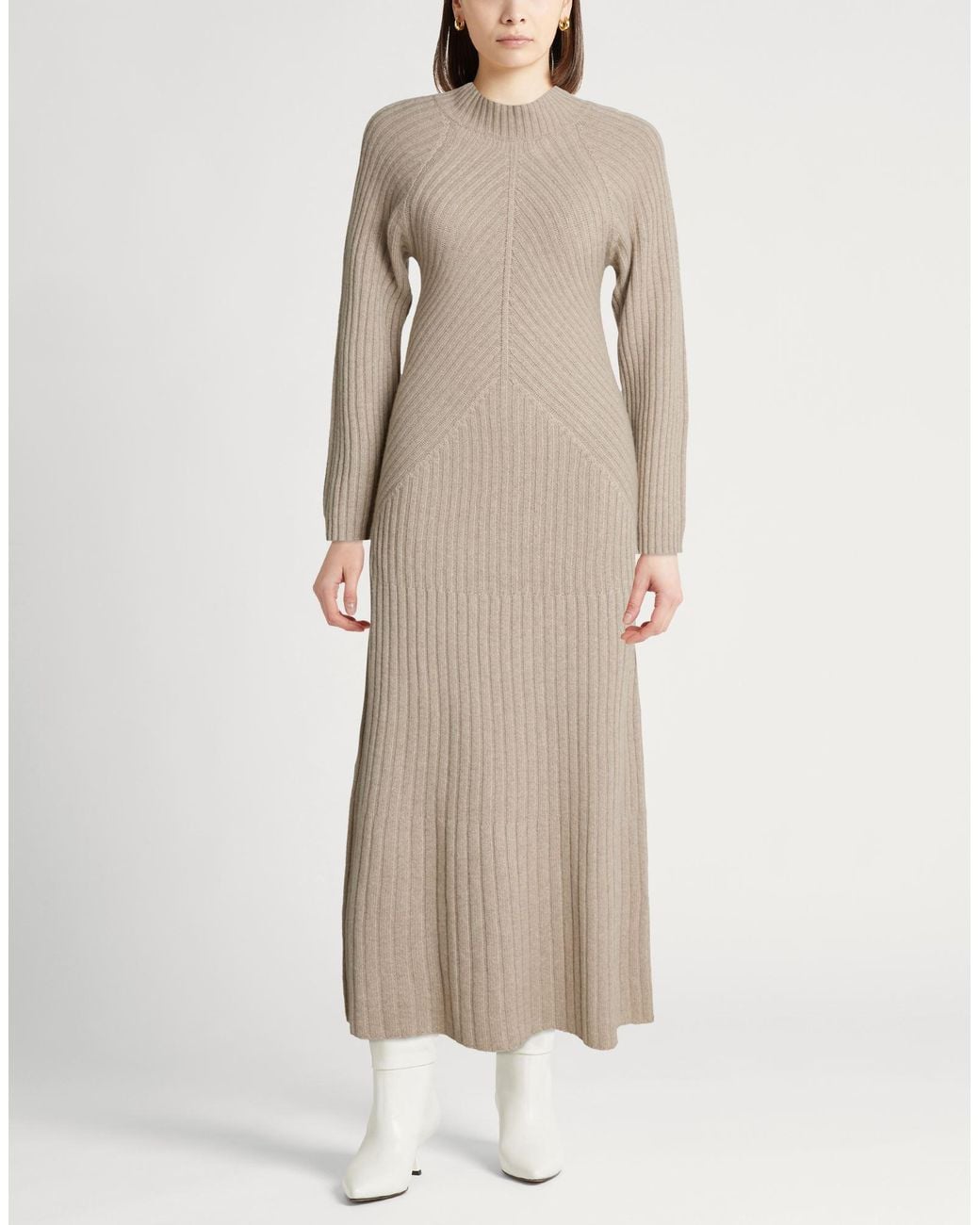 Eleventy Natural Maxi Dress Wool, Viscose, Cashmere