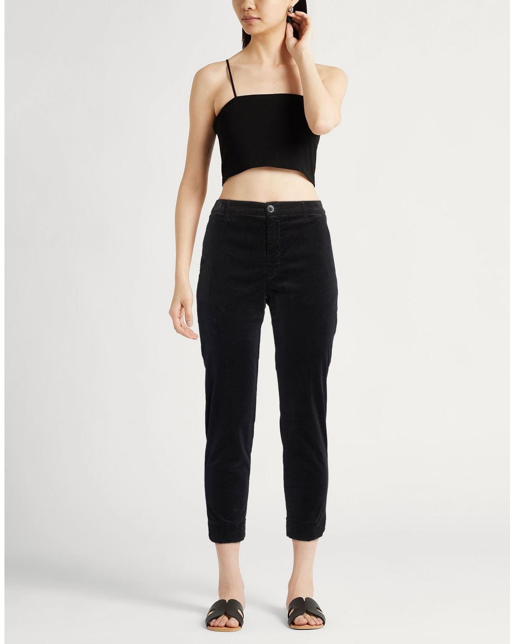 120% Lino Black Pants Cotton, Elastane
