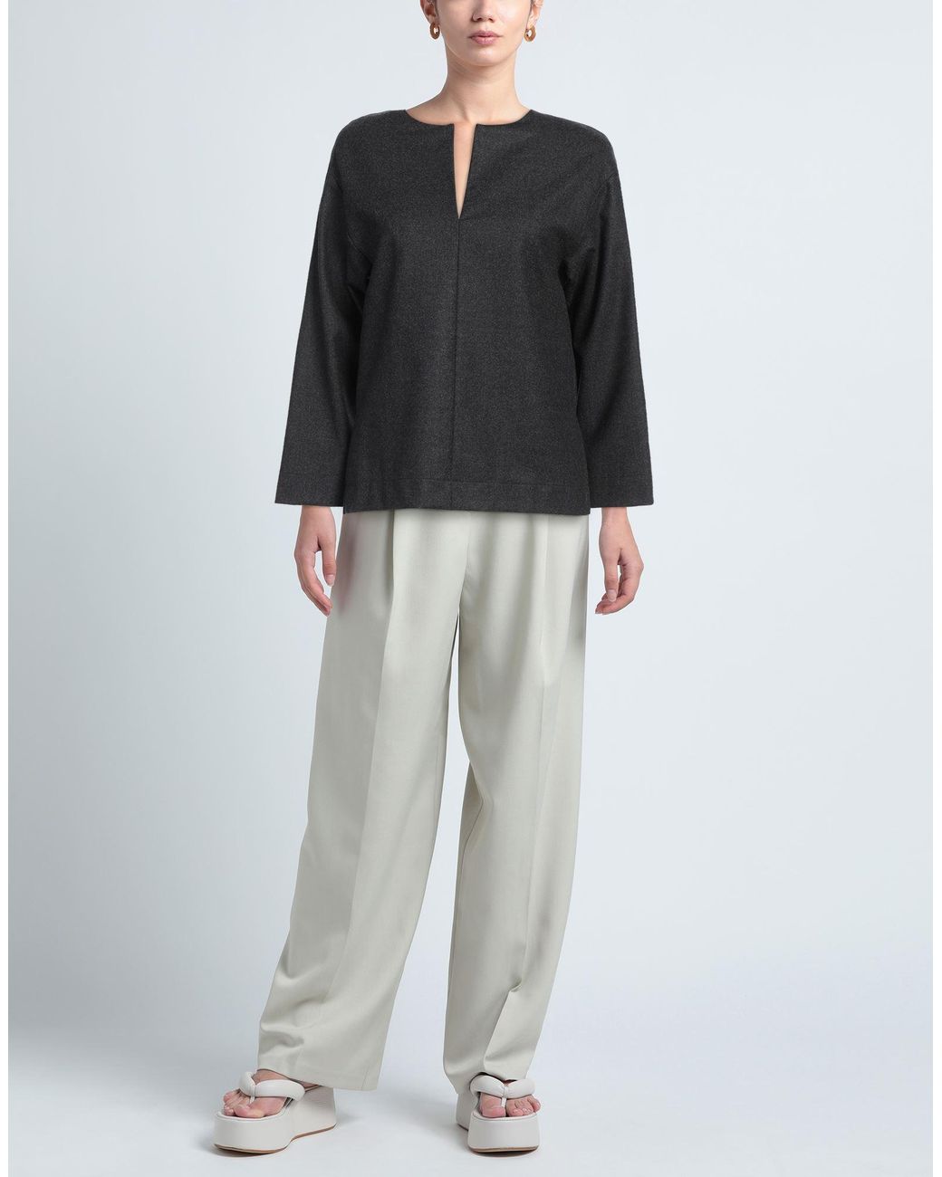 P.A.R.O.S.H. Black P.A.R.O..H. Charcoal Top Virgin Wool, Cashmere, Elastane