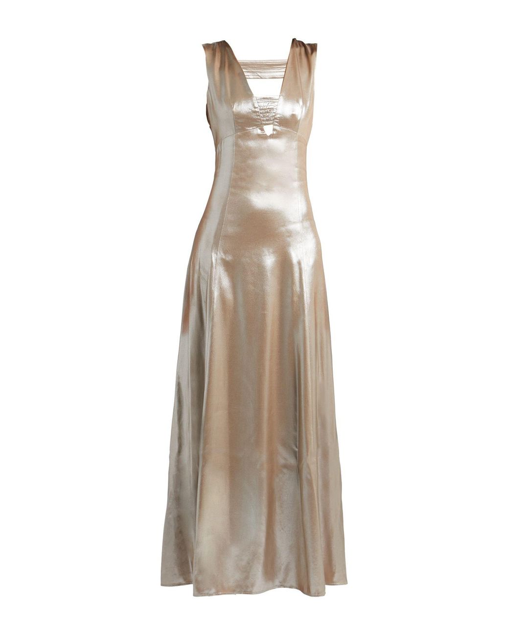 Peserico Natural Embellished Viscose Maxi Gown