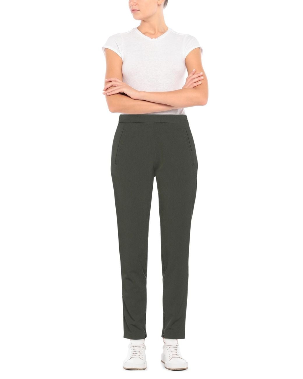 Jijil Gray Military Pants Polyester, Viscose, Elastane