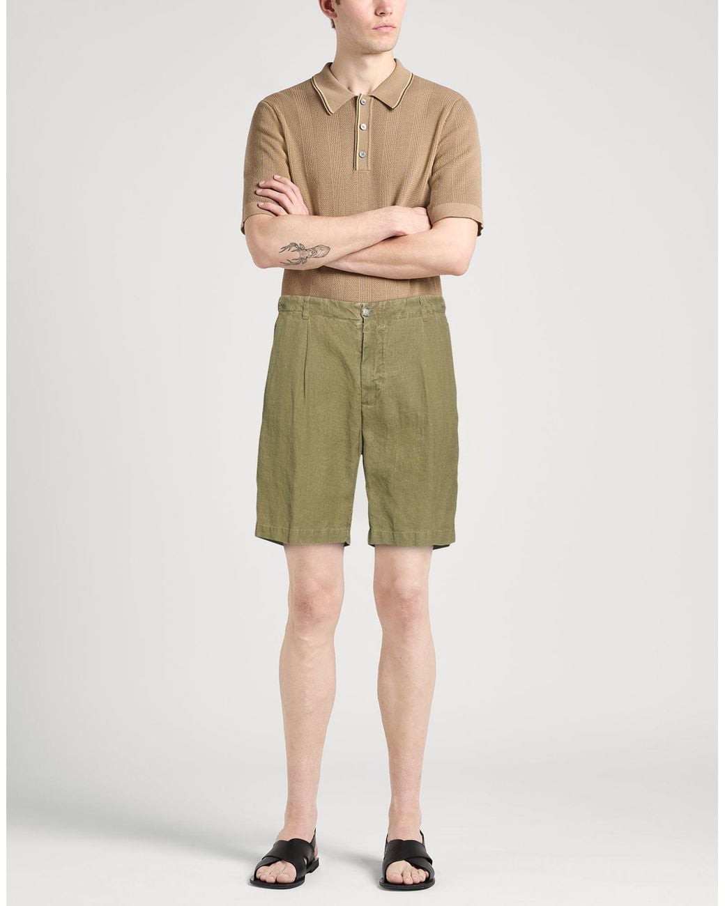 120% Lino Green Shorts & Bermuda Shorts for men
