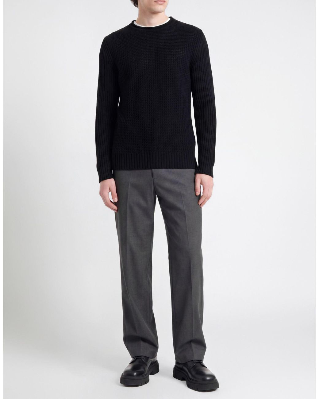 PHILOTINTO Black Sweater Merino Wool, Acrylic for men