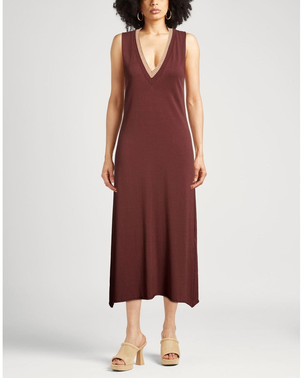 Akep Purple Midi Dress Ecovero Viscose, Polyester