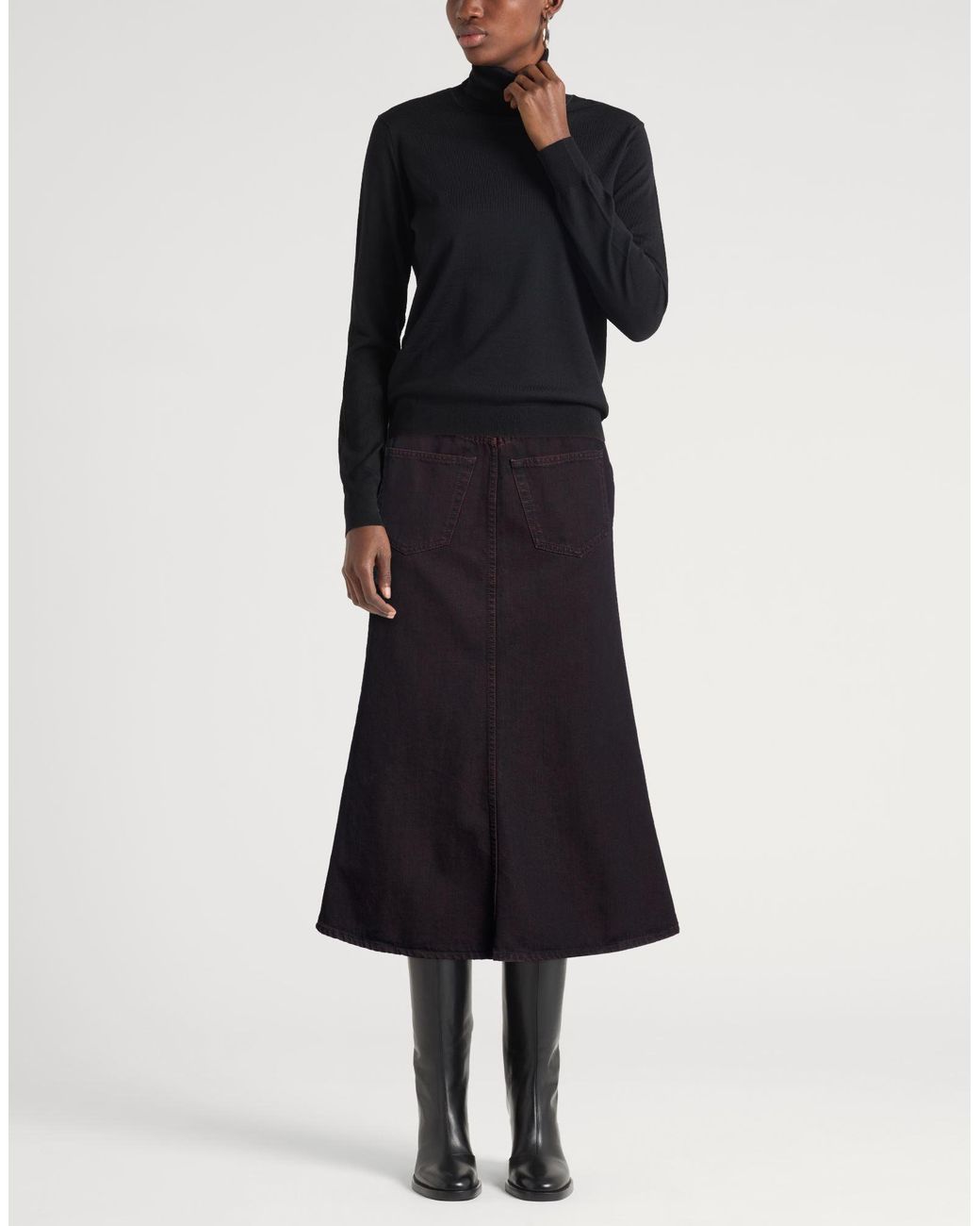 MM6 by Maison Margiela Black Denim Skirt Cotton