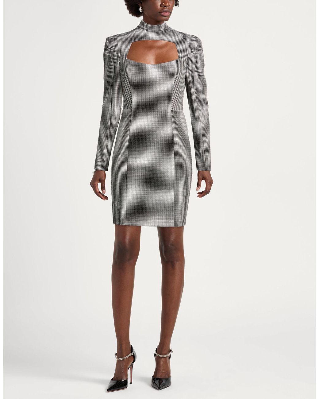 Cristinaeffe Gray Mini Dress Polyester, Polyamide, Elastane