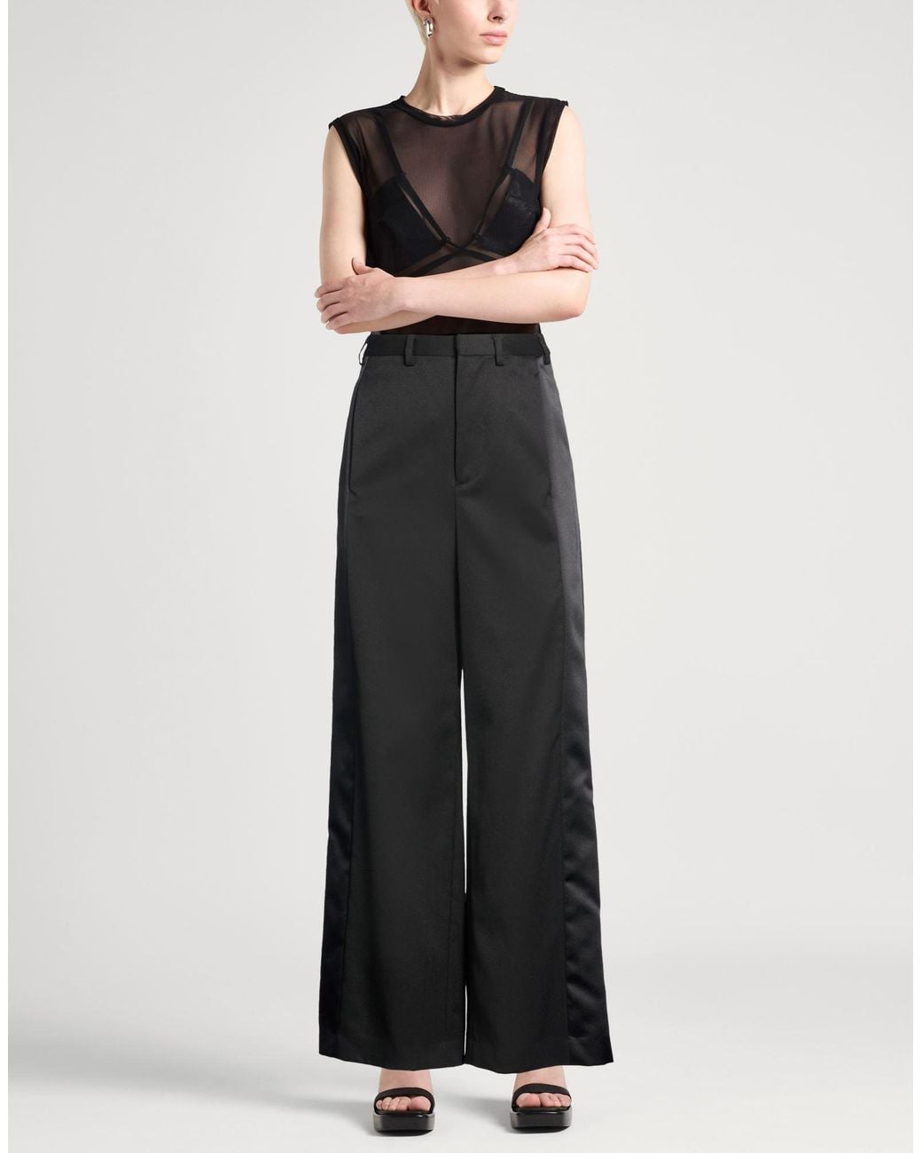 MM6 by Maison Margiela Black Pants Polyester, Virgin Wool, Elastane