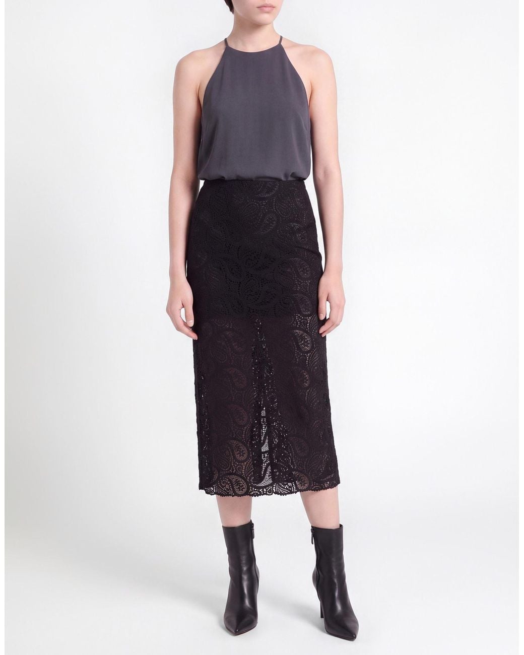 Soallure Black Midi Skirt Polyester