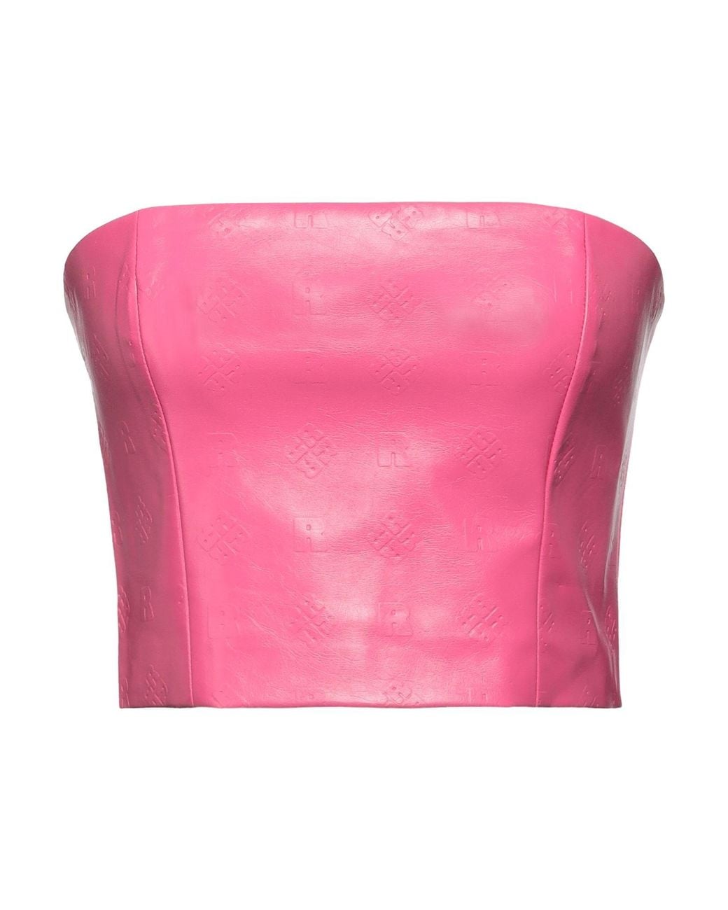 ROTATE BIRGER CHRISTENSEN Pink Emili Strapless Cropped Faux Leather Top