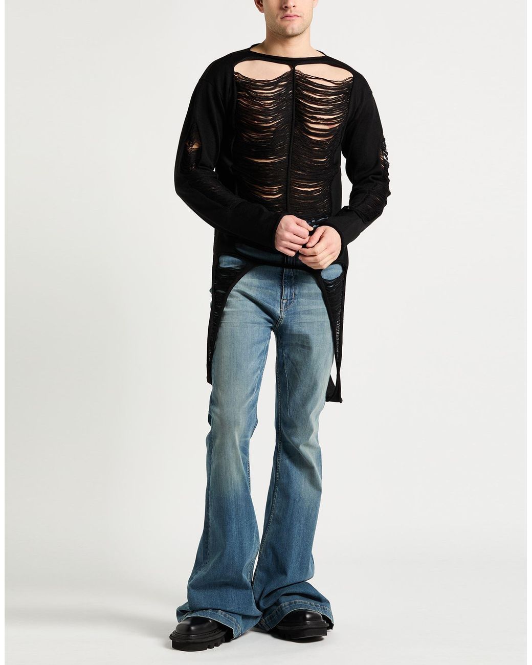 Rick Owens Black Sweater Virgin Wool for men
