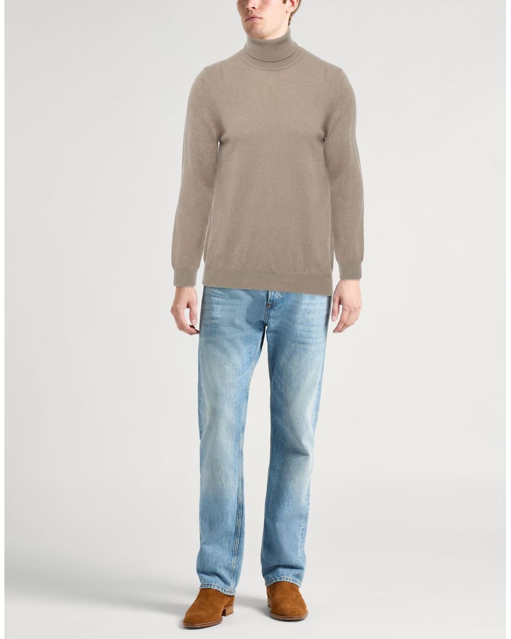 Fedeli Gray Turtleneck Cashmere for men