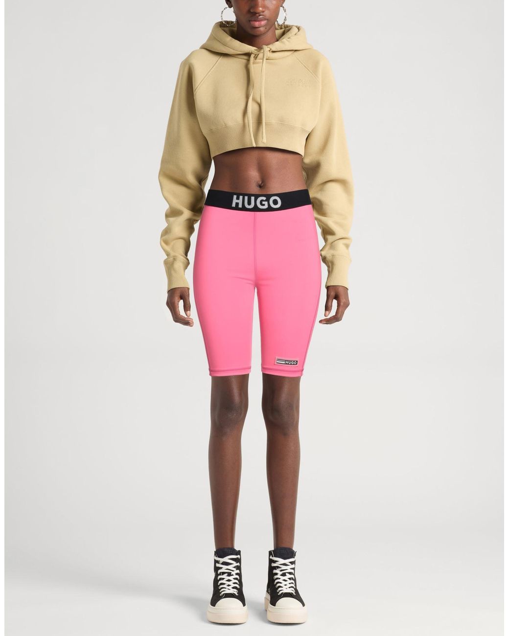 HUGO Pink Fuchsia Shorts & Bermuda Shorts Polyester, Elastane
