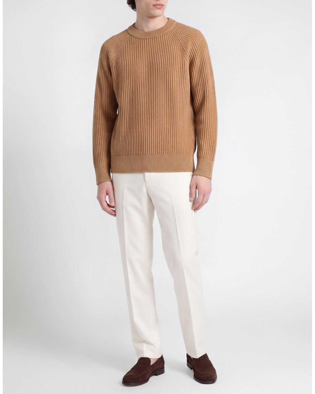Laneus Brown Camel Sweater Merino Wool for men