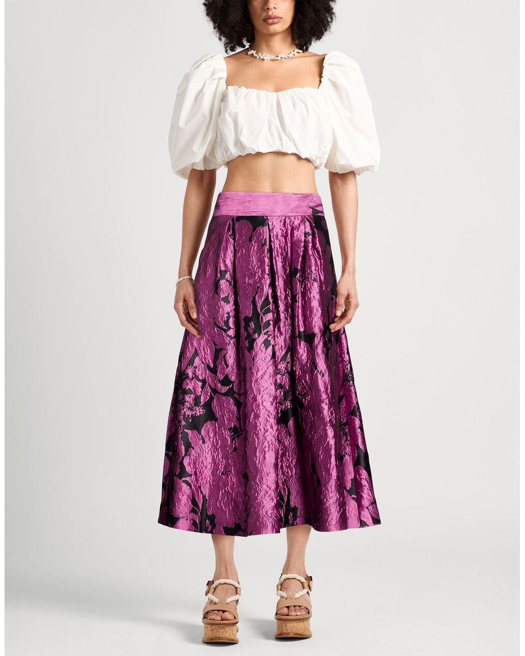 Sara Roka Purple Maxi Skirt Polyester, Silk, Polyamide