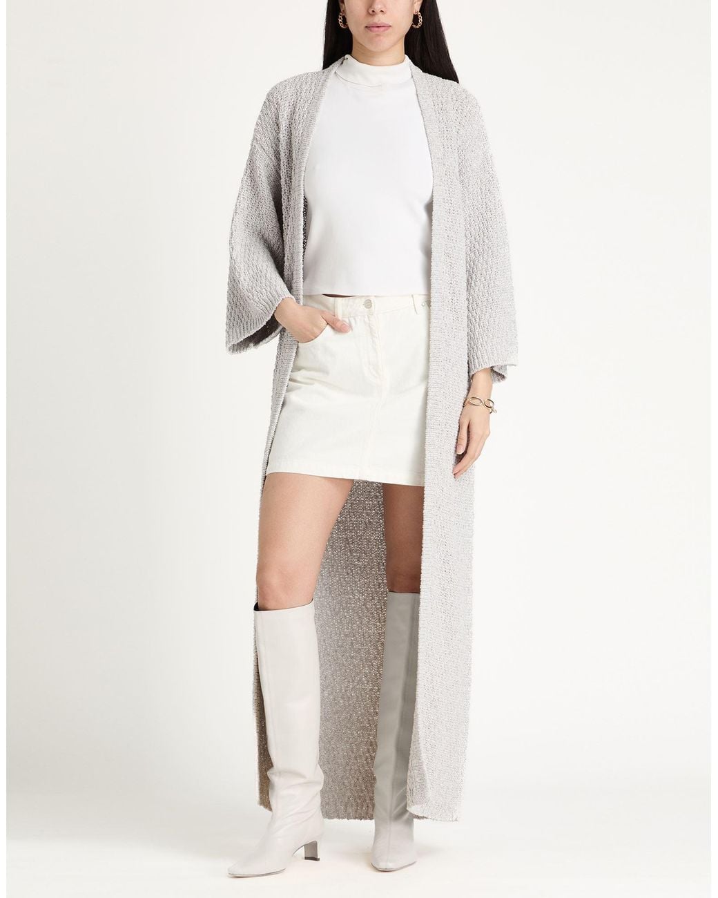 Eleventy White Light Cardigan Cotton, Polyamide