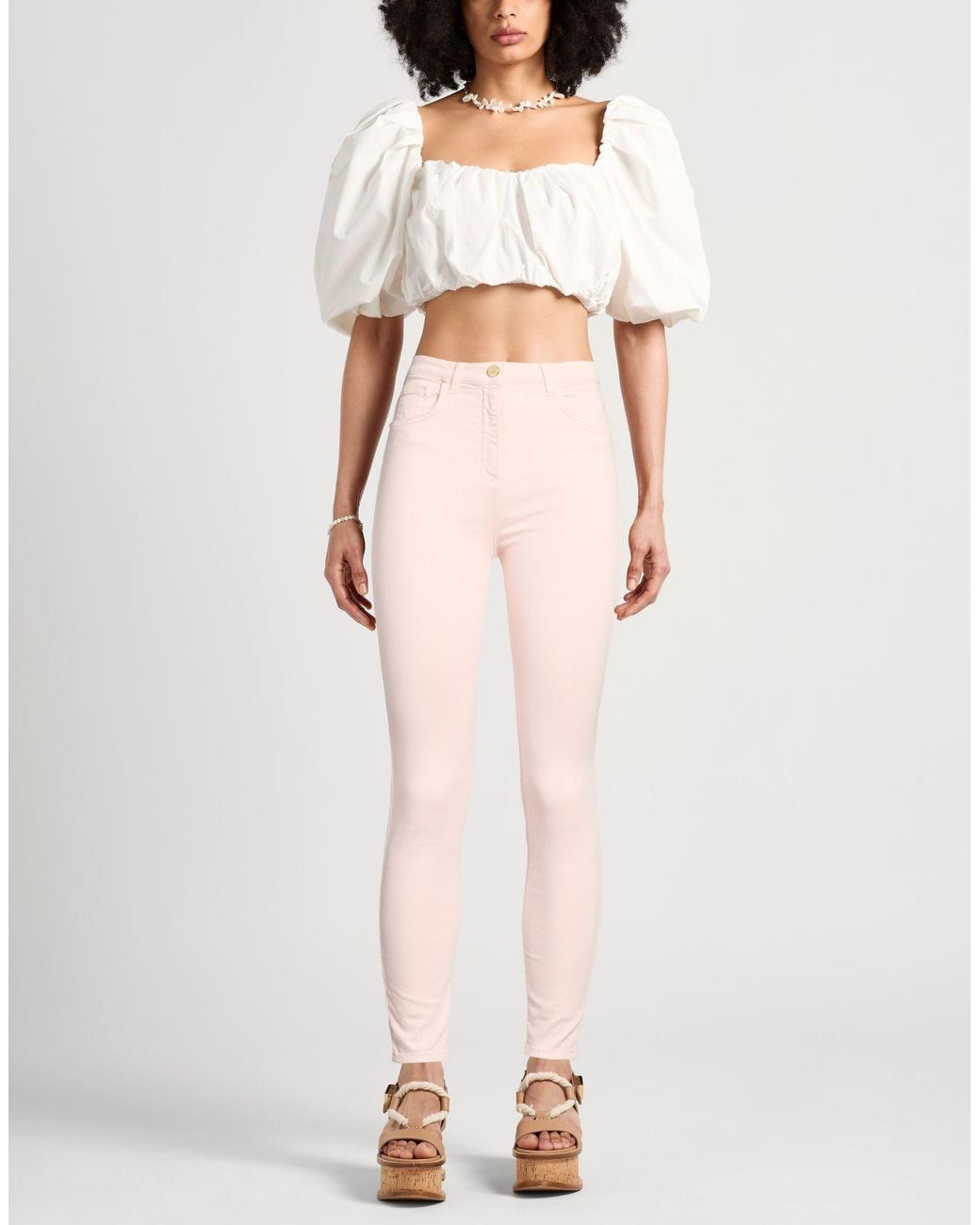 Elisabetta Franchi Pink Jeans Cotton, Elastomultiester, Elastane