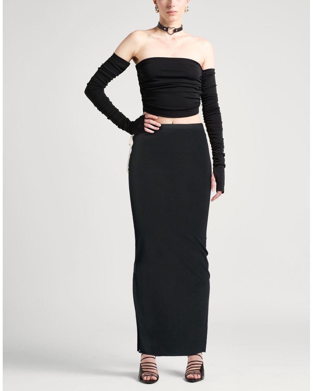 Rick Owens Black Maxi Skirt Cotton