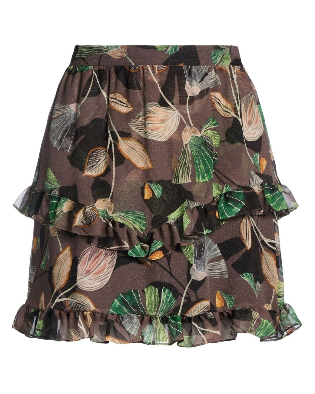 Really Wild Clothing Green Dark Mini Skirt Silk, Polyamide