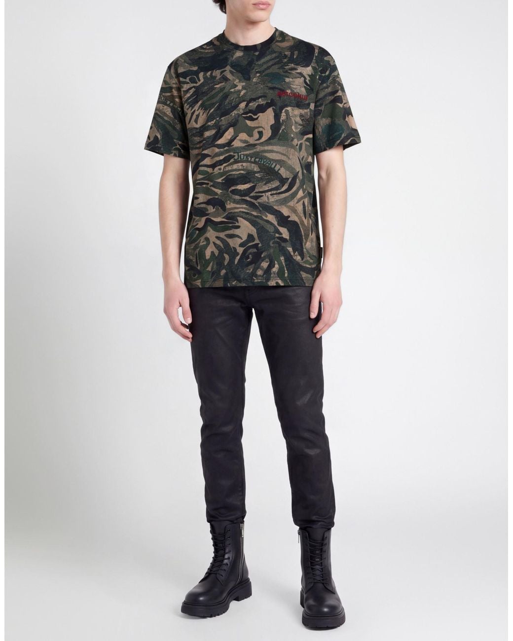Just Cavalli Green Military T-Shirt Cotton for men