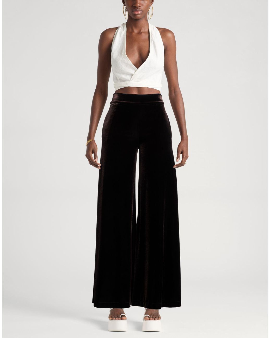 D.exterior Black Pants Polyester, Elastane