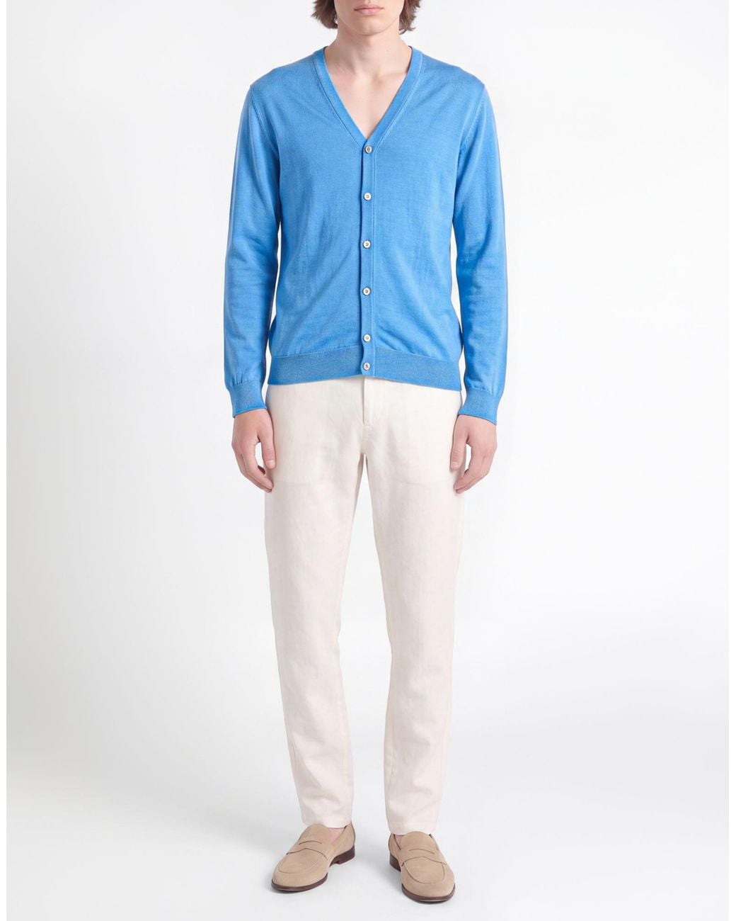 Daniele Fiesoli Blue Azure Cardigan Merino Wool for men