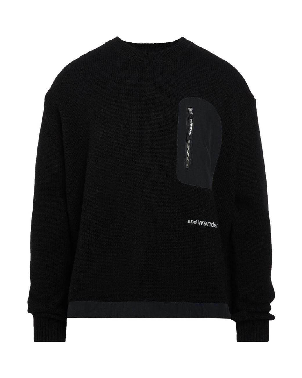 And Wander Black Sweater Wool, Nylon for men