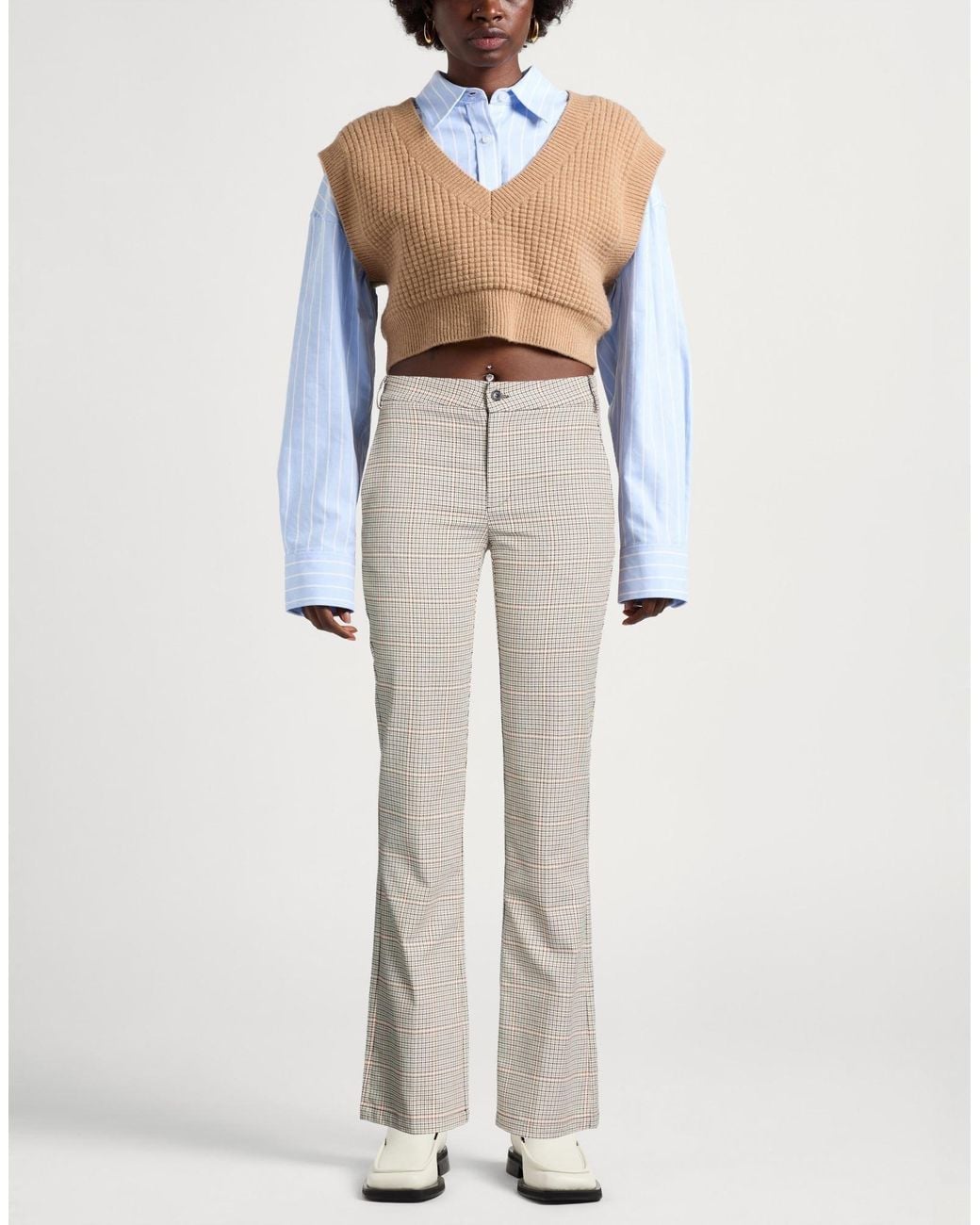 Grifoni Gray Khaki Pants Cotton, Polyester, Viscose