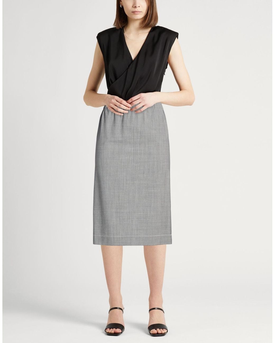 Fabiana Filippi Gray Midi Skirt Virgin Wool, Polyamide, Elastane